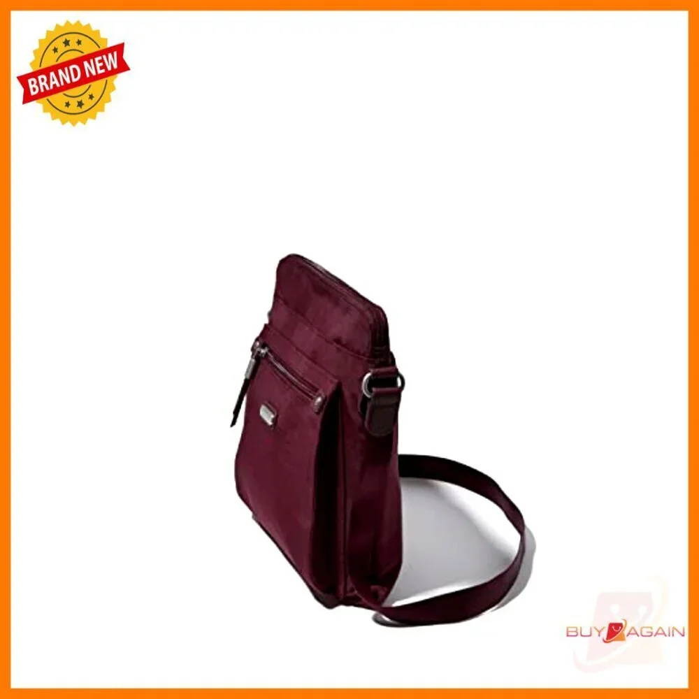 Lightweight Nylon Crossbody Bag with RFID Wristlet, Adjustable Strap, 6 Pockets